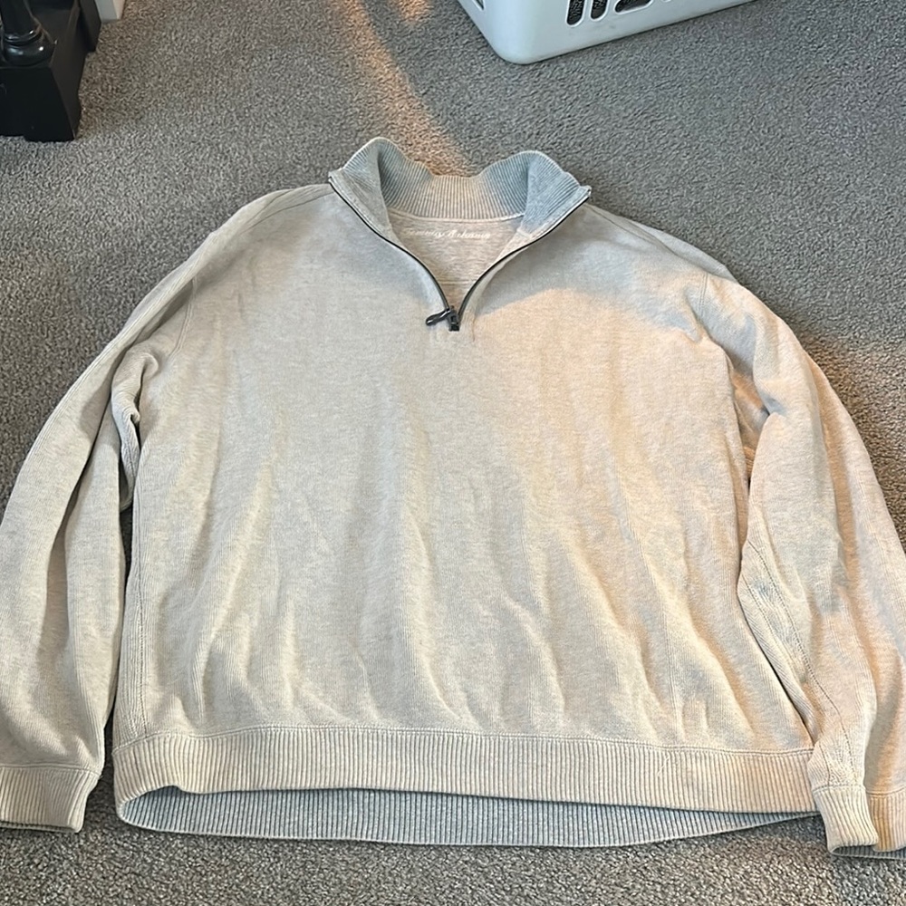 Reversible Tommy Bahama Cream and Gray Zip Up Sweater with Soft Texture